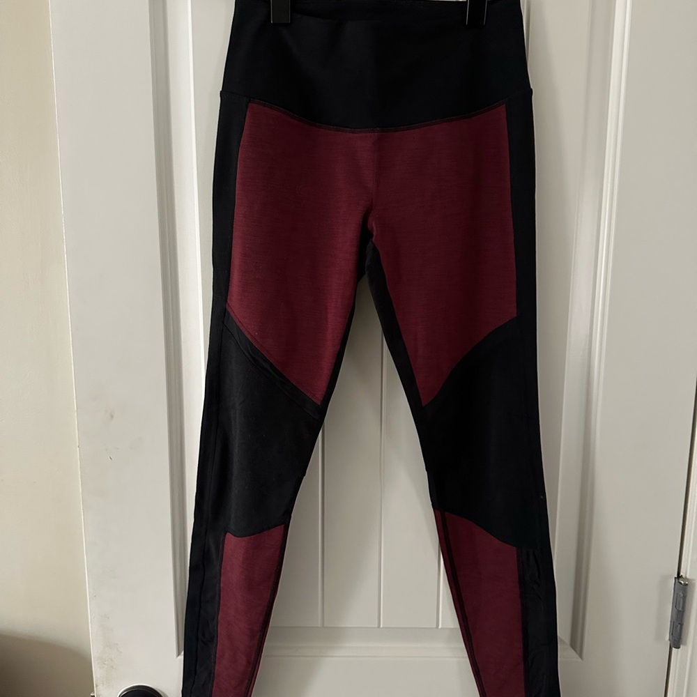 Manduka Black and Burgundy Leggings